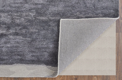 5' X 8' Dark Gray and Ivory Abstract Hand Tufted Area Rug-5