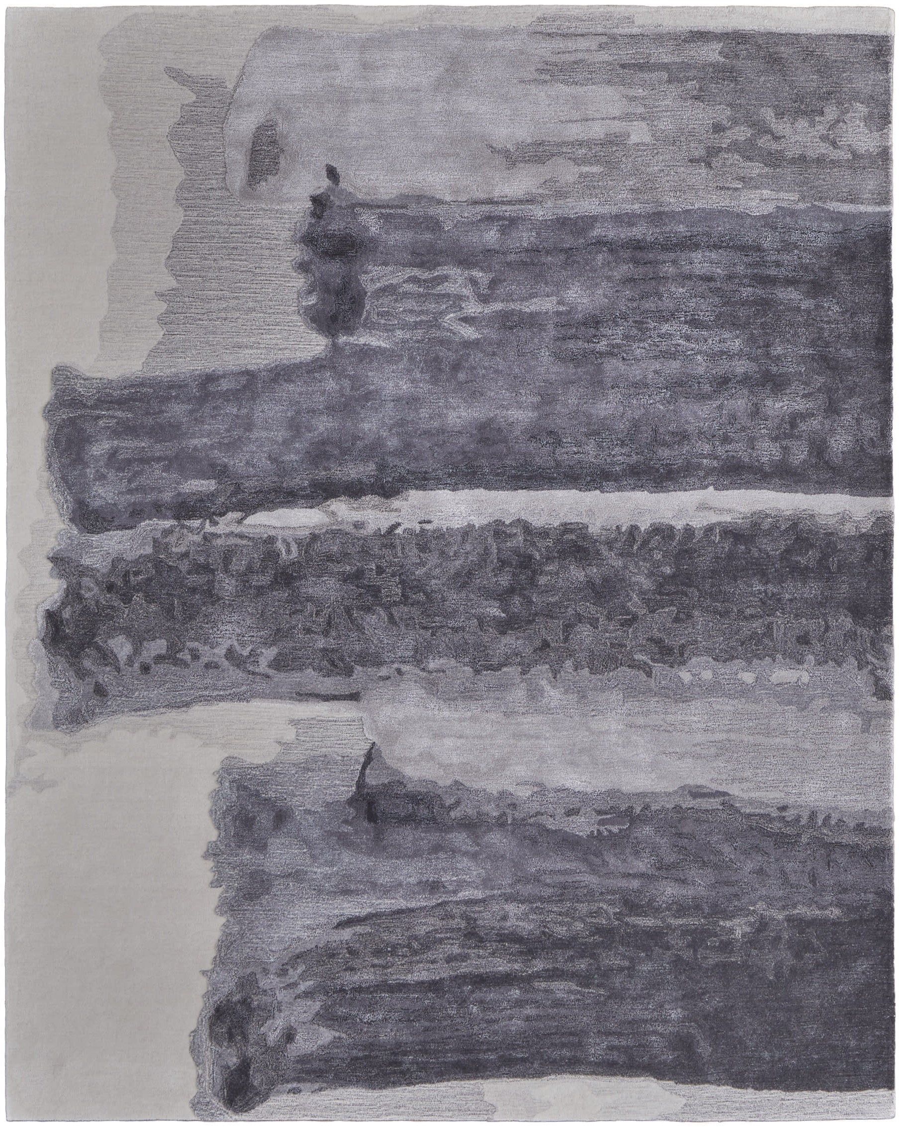 5' X 8' Dark Gray and Ivory Abstract Hand Tufted Area Rug-0