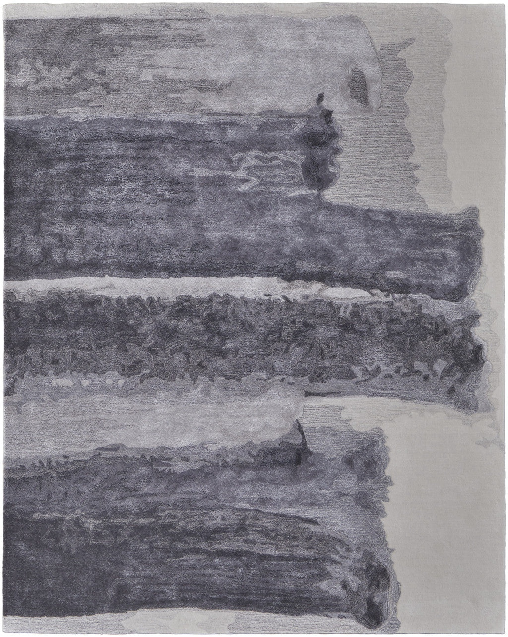 5' X 8' Dark Gray and Ivory Abstract Hand Tufted Area Rug-2