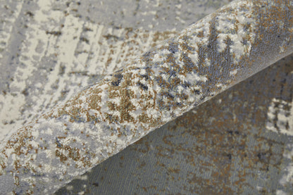 8' X 10' Ivory Gray and Brown Abstract Power Loom Area Rug-5