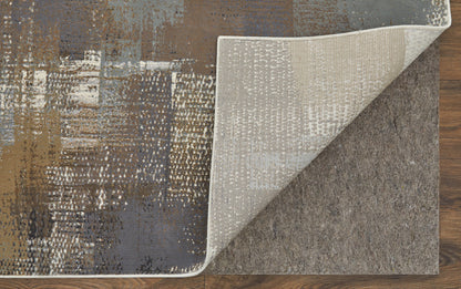 8' X 10' Ivory Gray and Brown Abstract Power Loom Area Rug-7