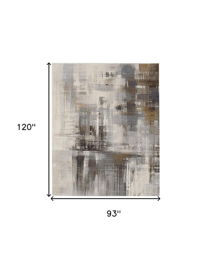 8' X 10' Ivory Gray and Brown Abstract Power Loom Area Rug-2