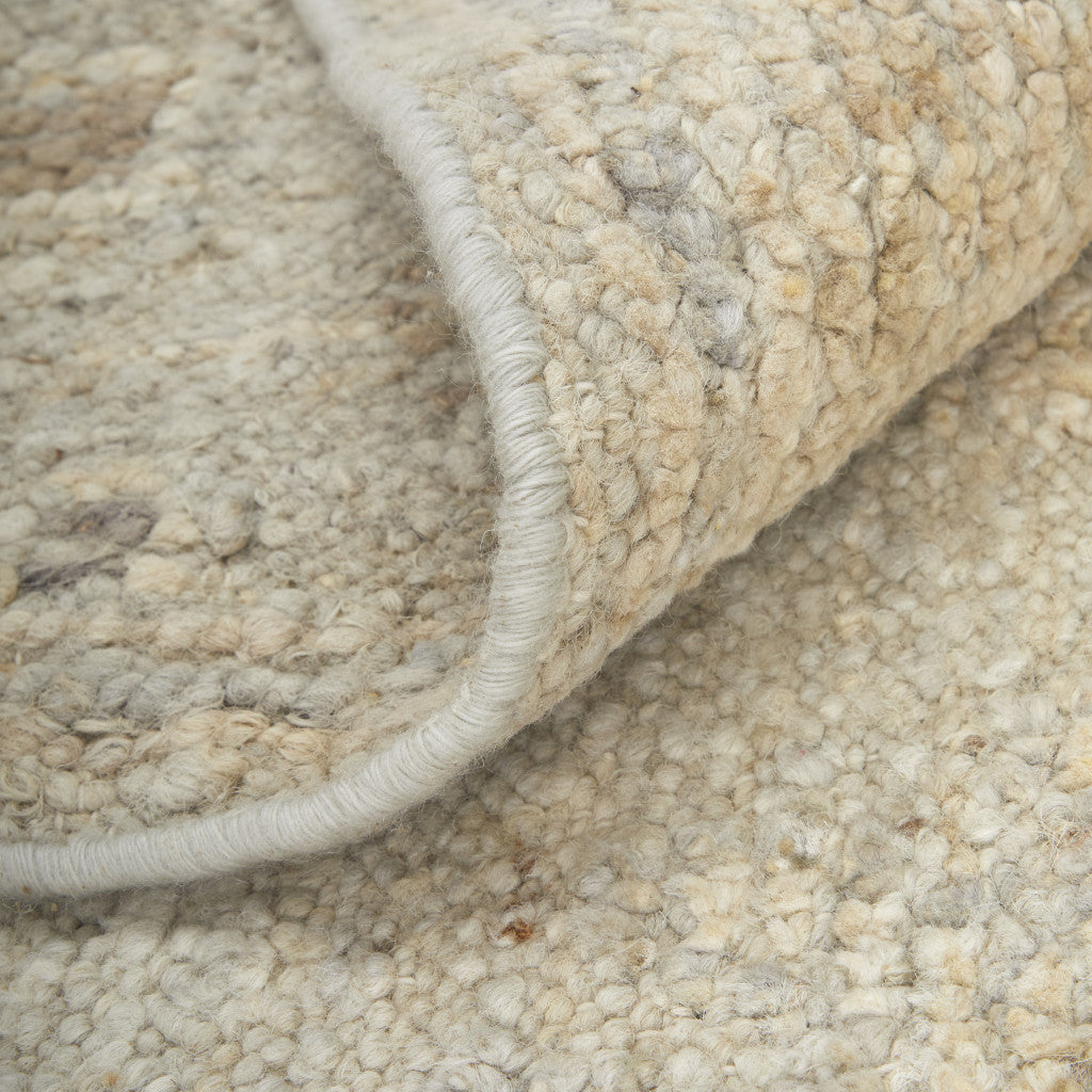 8' X 10' Tan and Gray Wool Floral Hand Knotted Area Rug-6