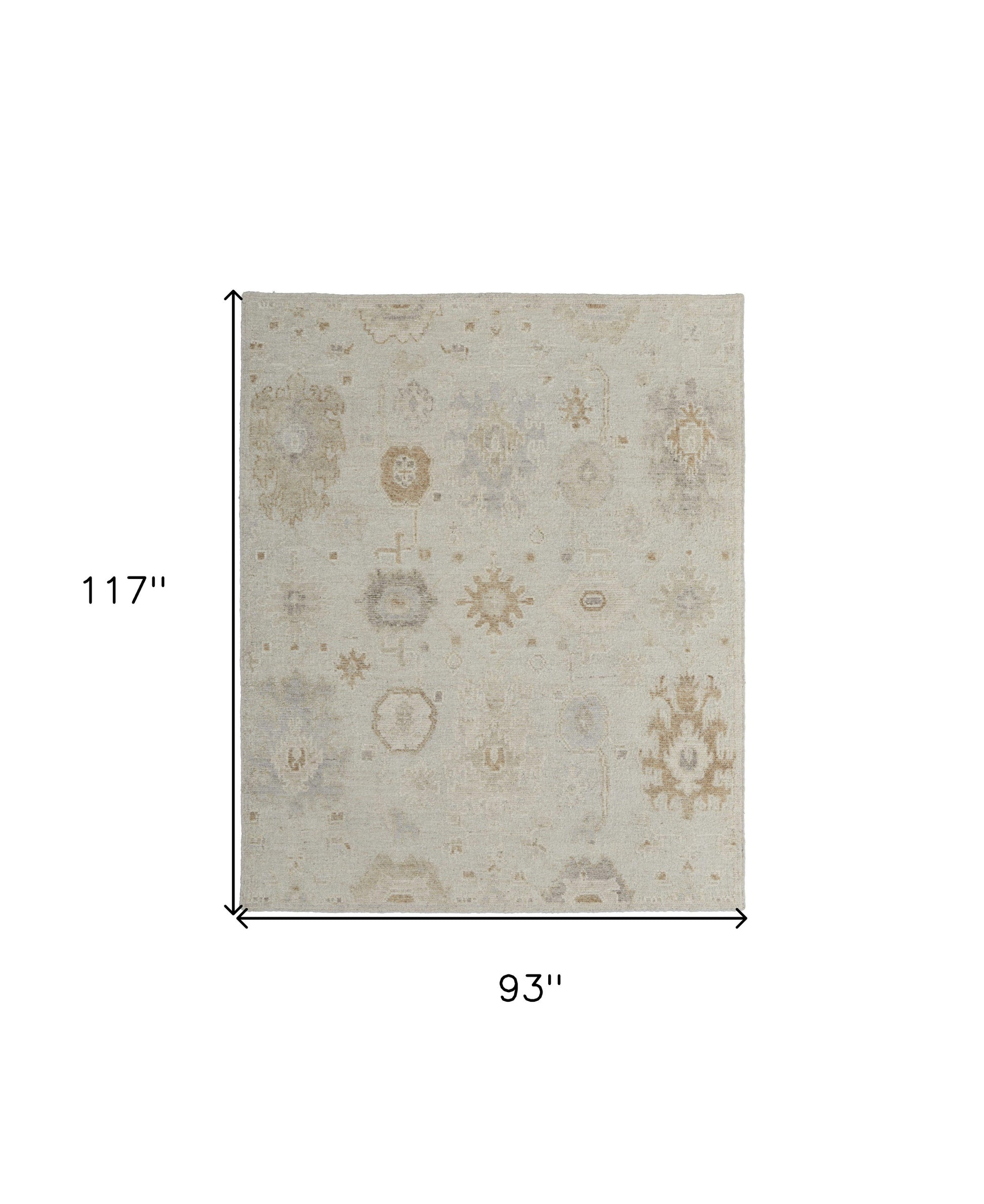 8' X 10' Tan and Gray Wool Floral Hand Knotted Area Rug-2