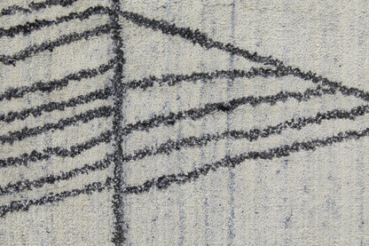 2' X 3' Black and Ivory Abstract Hand Woven Area Rug-8