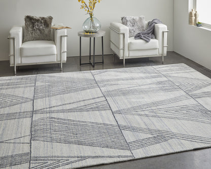 2' X 3' Black and Ivory Abstract Hand Woven Area Rug-7