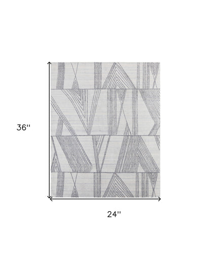 2' X 3' Black and Ivory Abstract Hand Woven Area Rug-2