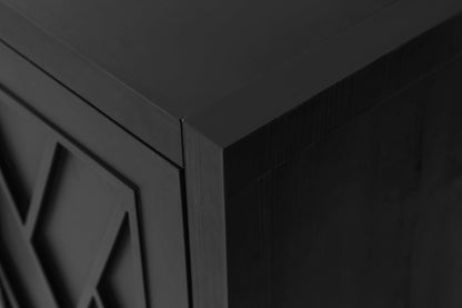 60" Black Distressed Sideboard with Four Doors-3