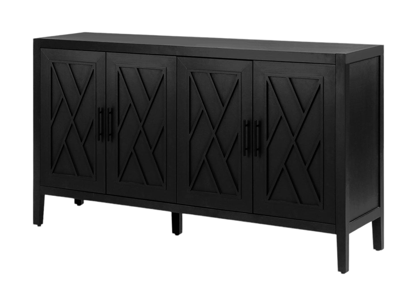 60" Black Distressed Sideboard with Four Doors-1