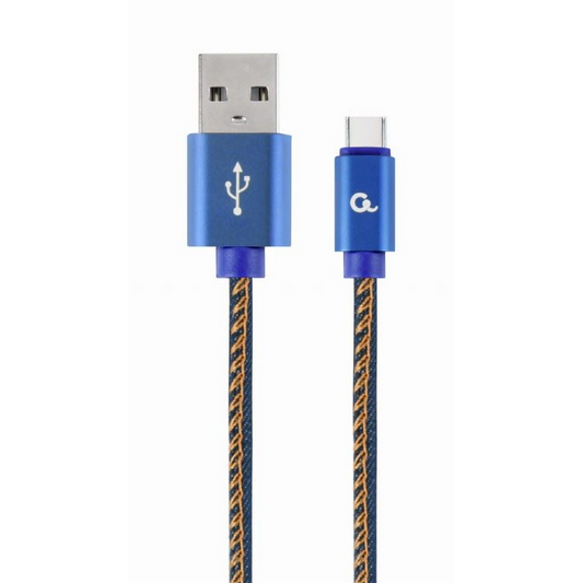 Cablu alimentare si date Gembird, USB 2.0 (T) la USB 2.0 Type-C (T), 1m, conectori auriti, Negru / Galben, CC-USB2J-AMCM-1M-BL (CC-USB2J-AMCM-1M-BL)-0