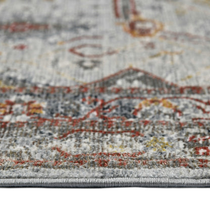 3' X 5' Gray Rust And Brown Medallion Area Rug-5