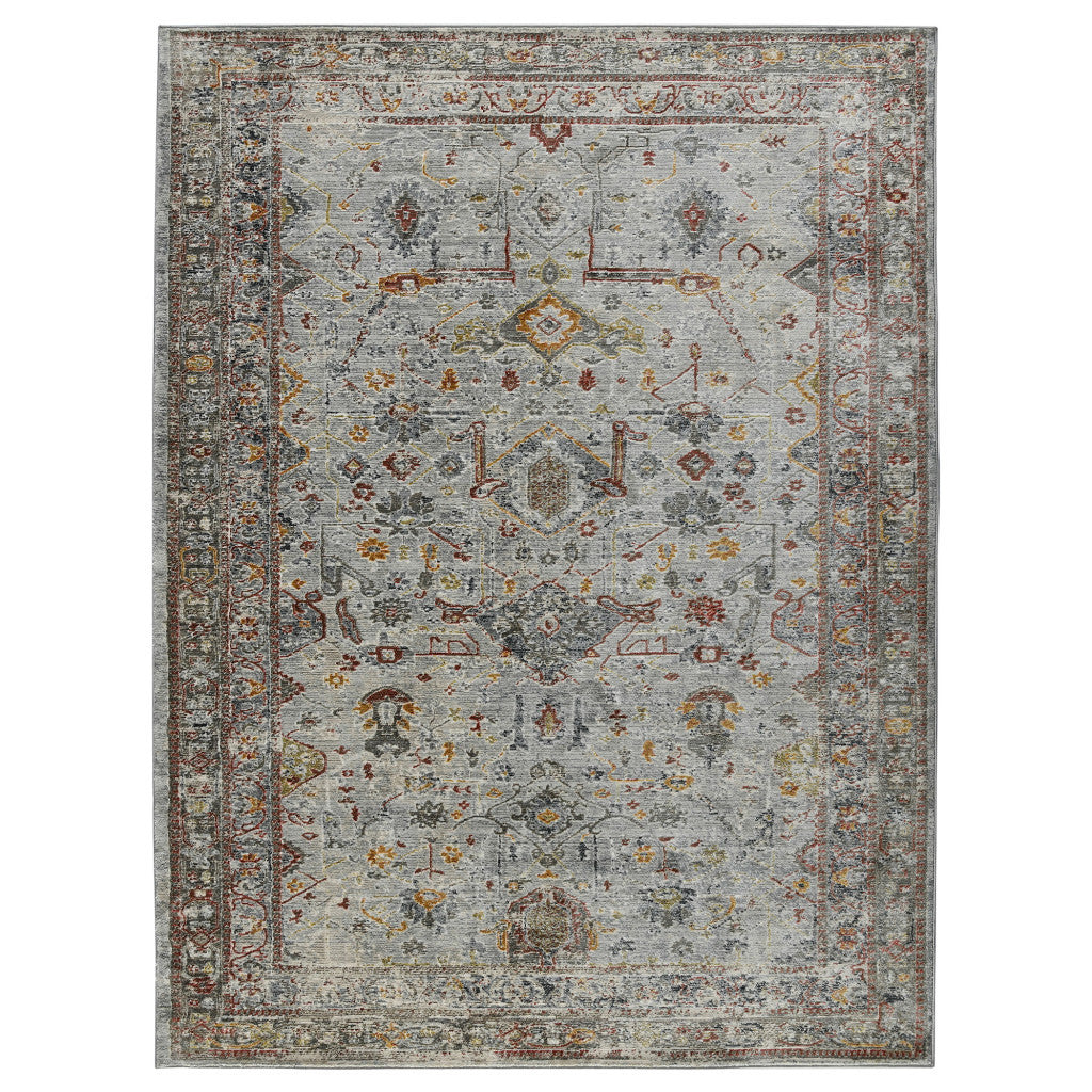 3' X 5' Gray Rust And Brown Medallion Area Rug-3