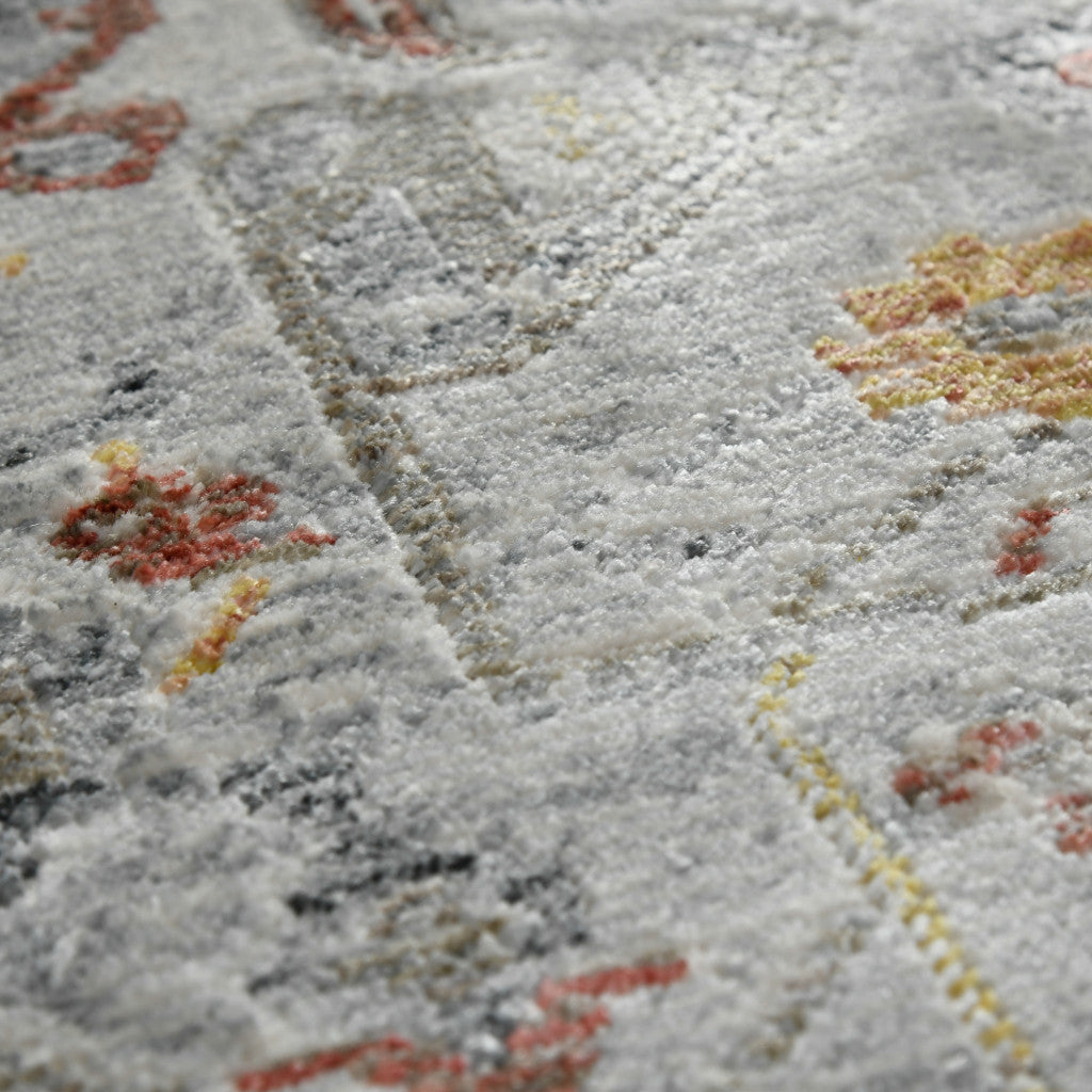 3' X 5' Gray Rust And Brown Medallion Area Rug-7