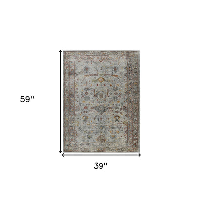 3' X 5' Gray Rust And Brown Medallion Area Rug-2