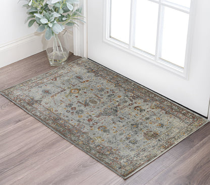 3' X 5' Gray Rust And Brown Medallion Area Rug-0