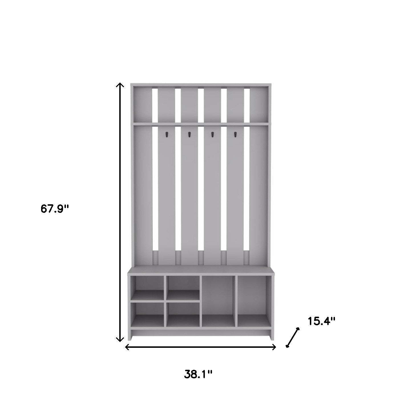 68" Gray Wood Four Hook Coat And Shoe Rack-7