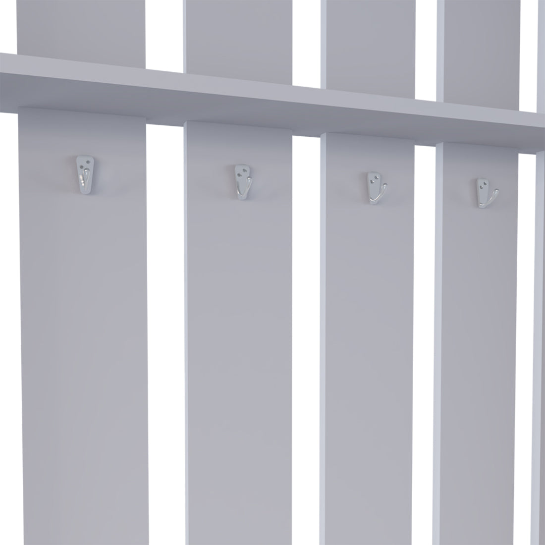 68" Gray Wood Four Hook Coat And Shoe Rack-5
