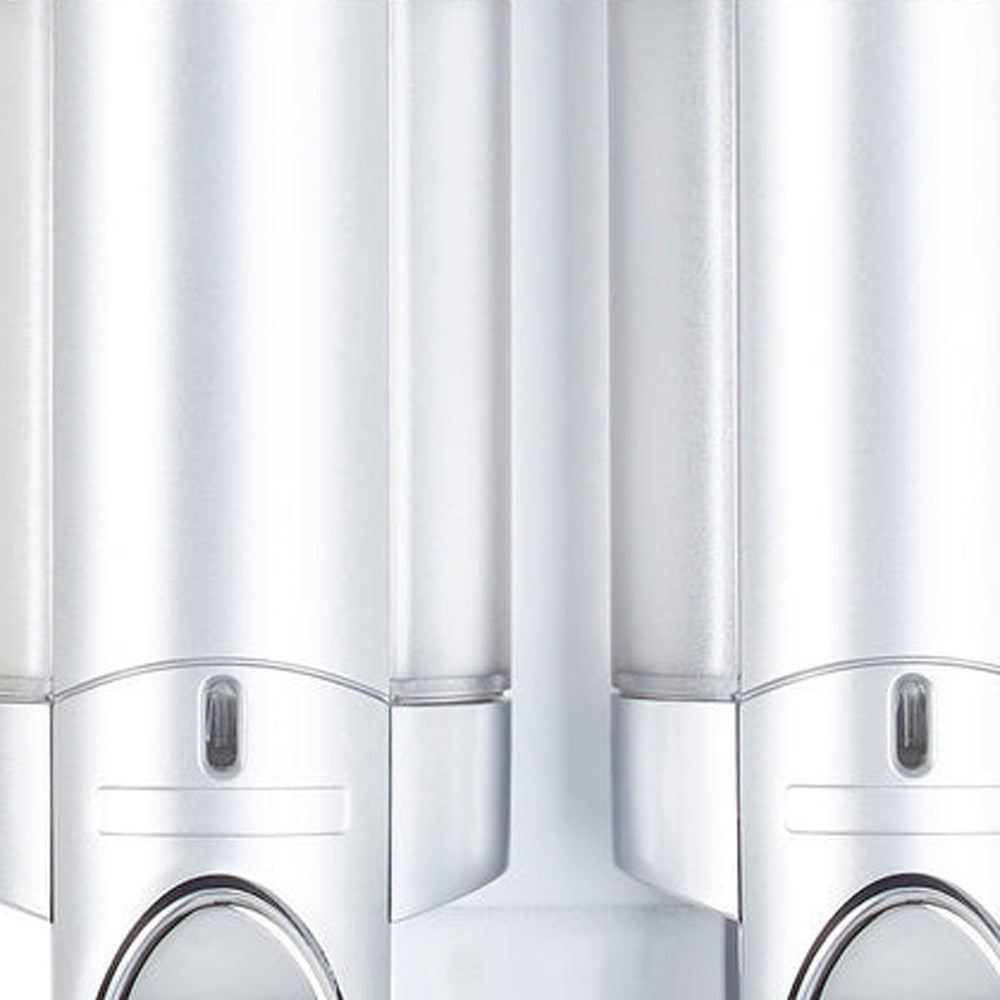 Gray Heavy Duty Plastic Two Chamber Wall Mount Soap Dispenser-3