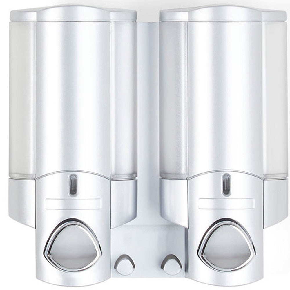 Gray Heavy Duty Plastic Two Chamber Wall Mount Soap Dispenser-5