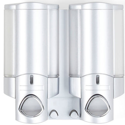 Gray Heavy Duty Plastic Two Chamber Wall Mount Soap Dispenser-5