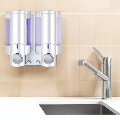 Gray Heavy Duty Plastic Two Chamber Wall Mount Soap Dispenser-1