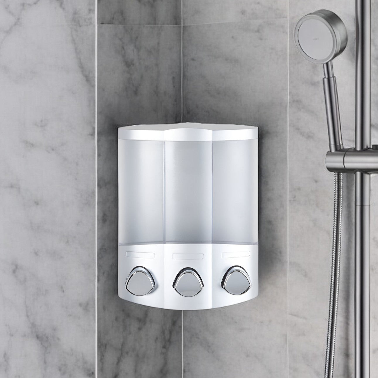 Gray Heavy Duty Plastic Three Chamber Wall Mount Soap Dispenser-0