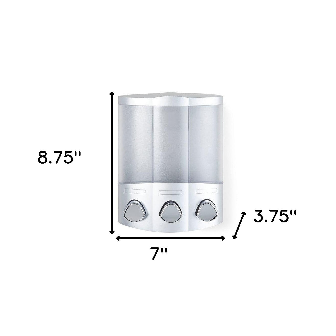 Gray Heavy Duty Plastic Three Chamber Wall Mount Soap Dispenser-3