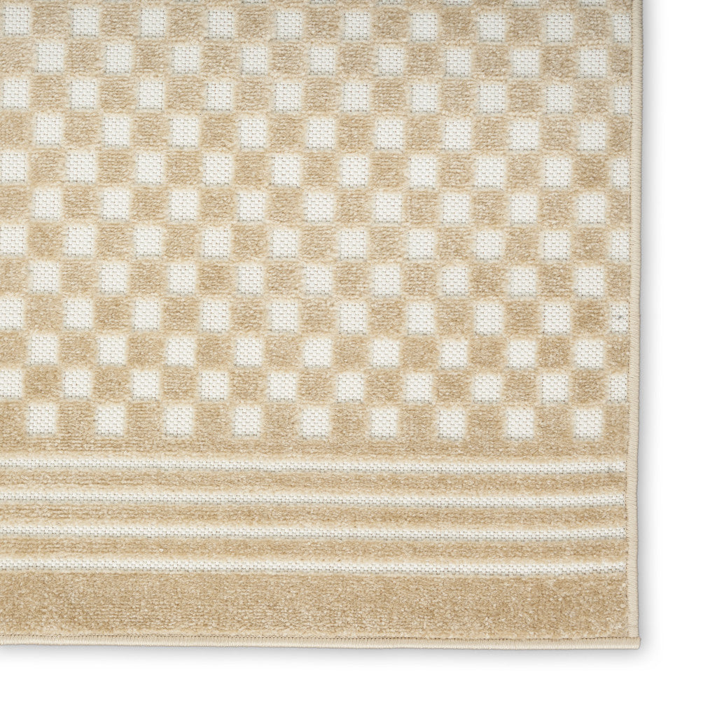 6' Tan Geometric Runner Rug-7