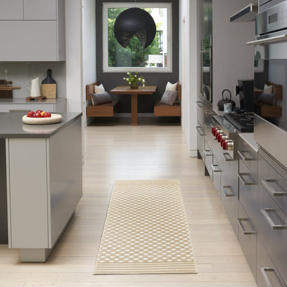 6' Tan Geometric Runner Rug-4