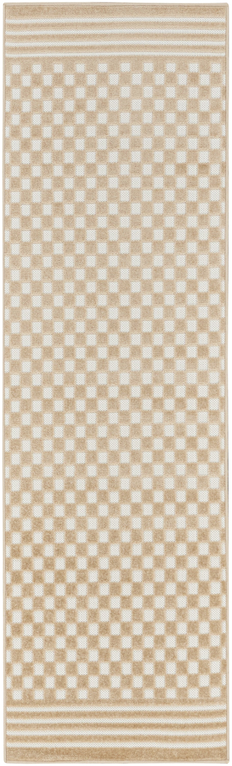 6' Tan Geometric Runner Rug-3