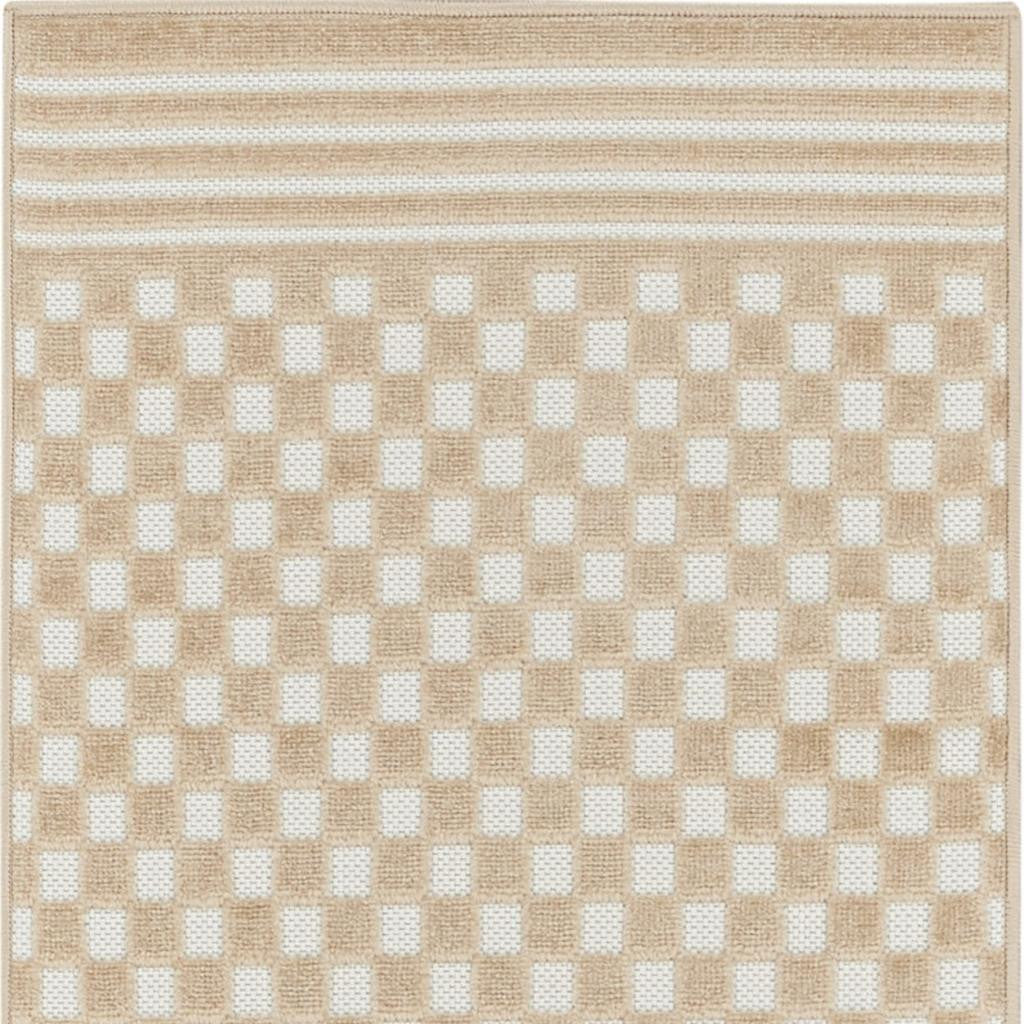 6' Tan Geometric Runner Rug-2