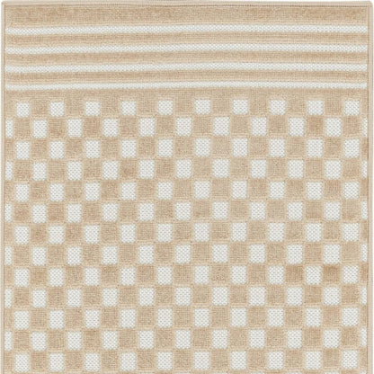 6' Tan Geometric Runner Rug-2