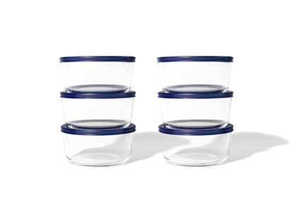 Glass Food Storage Containers - 12 Piece 2 Cup Set (6 Containers + 6 Lids)-2