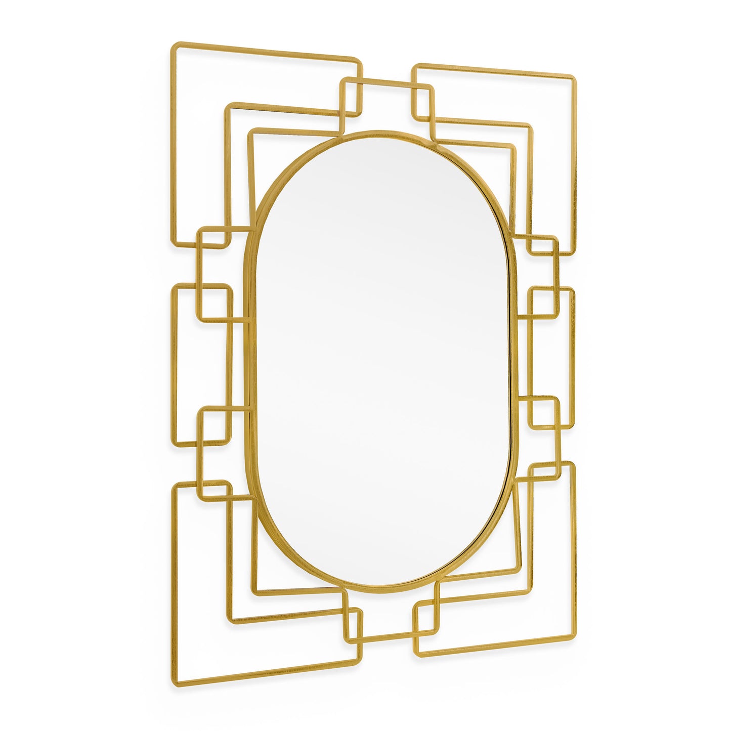 36" Gold Metal Geometric Oval Accent Mirror-1