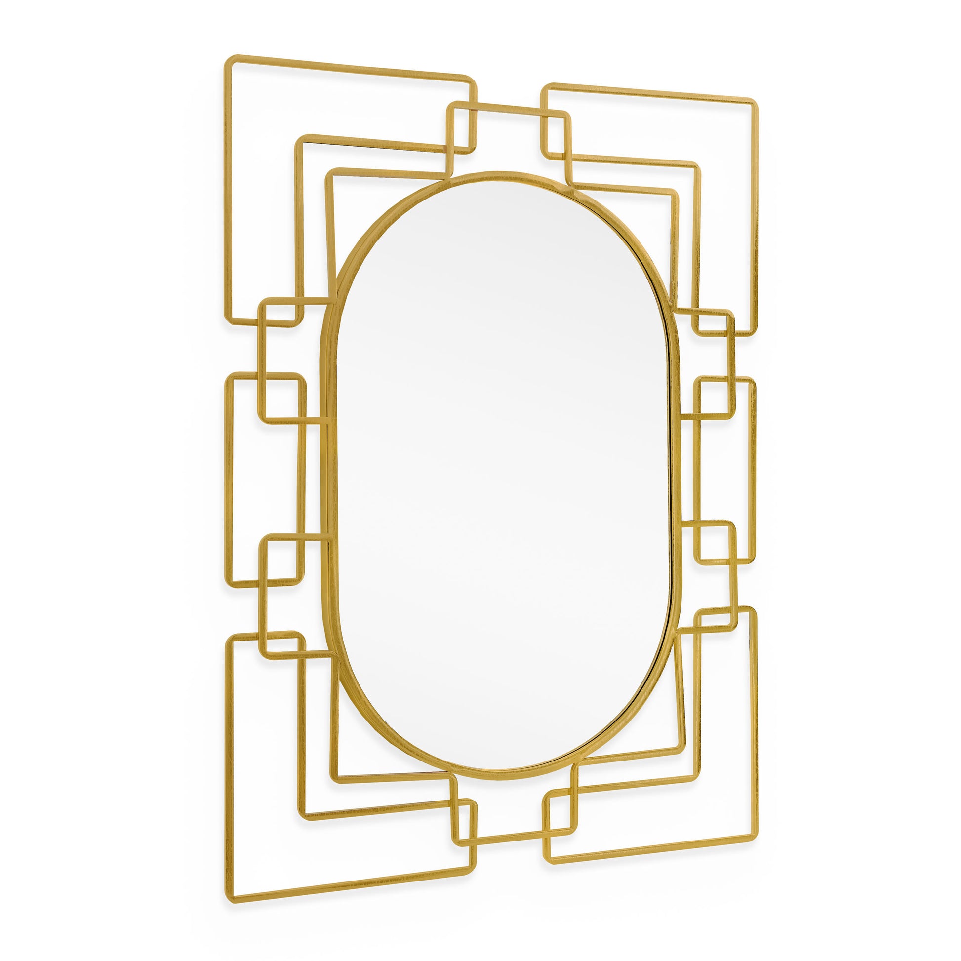 36" Gold Metal Geometric Oval Accent Mirror-1