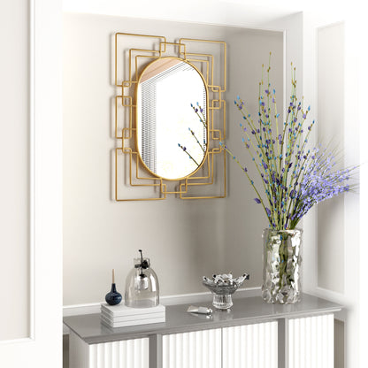 36" Gold Metal Geometric Oval Accent Mirror-4