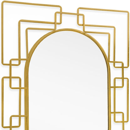 36" Gold Metal Geometric Oval Accent Mirror-3
