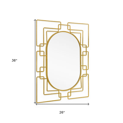 36" Gold Metal Geometric Oval Accent Mirror-6
