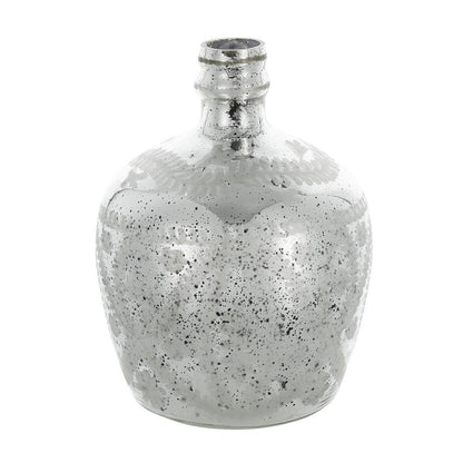 10" Silver Floral Round Glass Table Vase-1