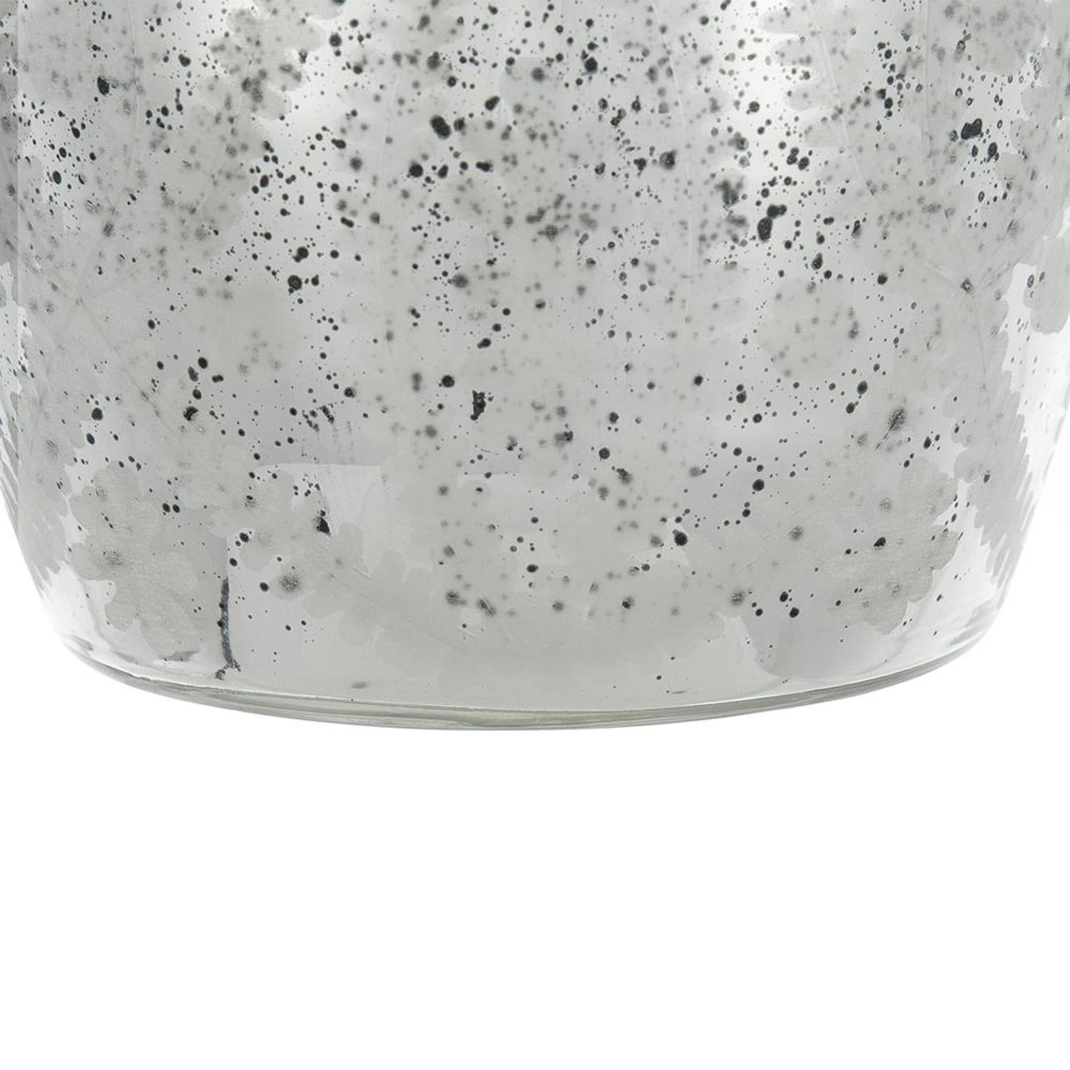 10" Silver Floral Round Glass Table Vase-7