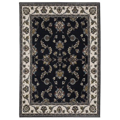 5' X 8' Ivory Oriental Area Rug With Fringe-1