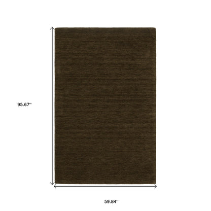 5' X 8' Brown Wool Hand Tufted Area Rug-2