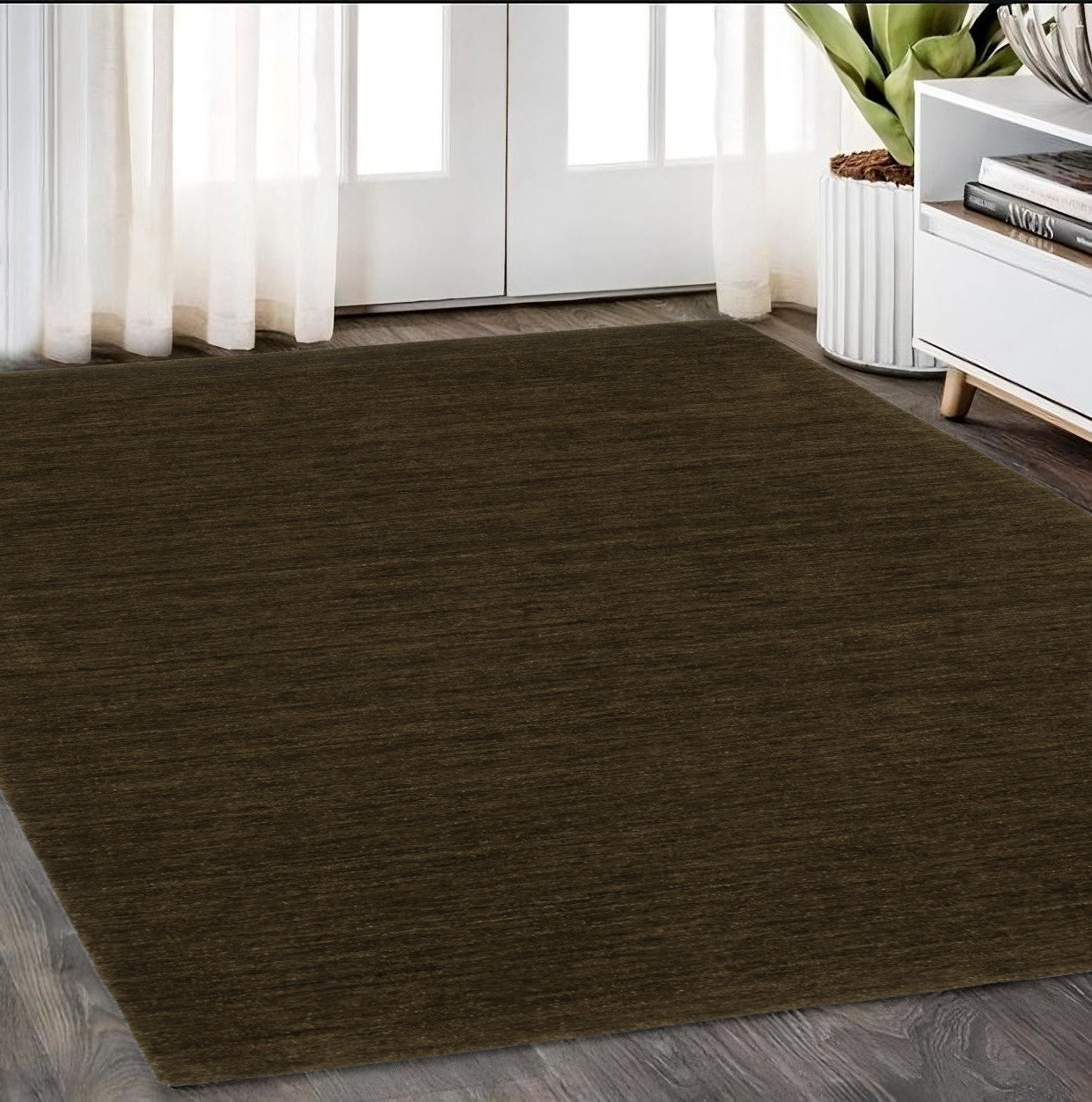 5' X 8' Brown Wool Hand Tufted Area Rug-0