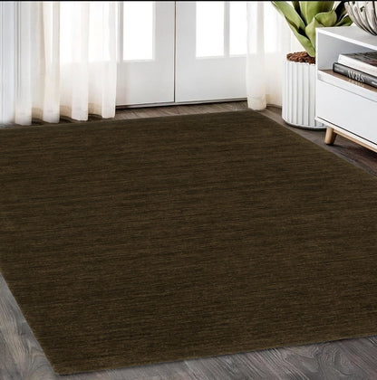5' X 8' Brown Wool Hand Tufted Area Rug-0