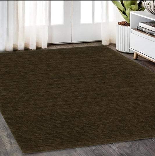 5' X 8' Brown Wool Hand Tufted Area Rug-0