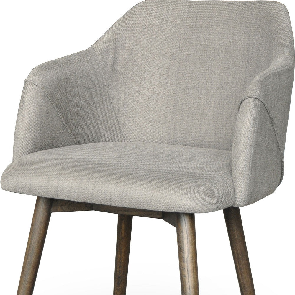Gray And Brown Upholstered Fabric Dining Arm Chair-4