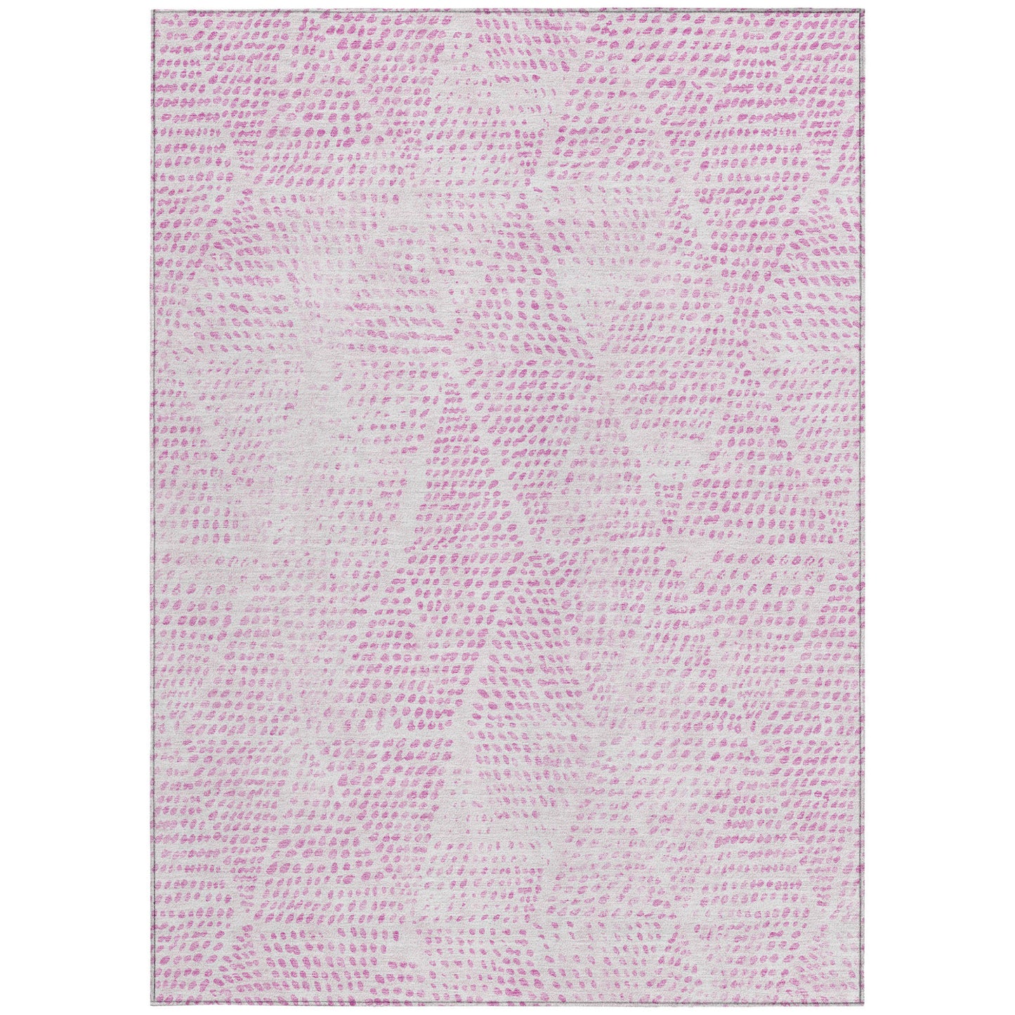 9' X 12' Pink And Ivory Geometric Washable Indoor Outdoor Area Rug-4