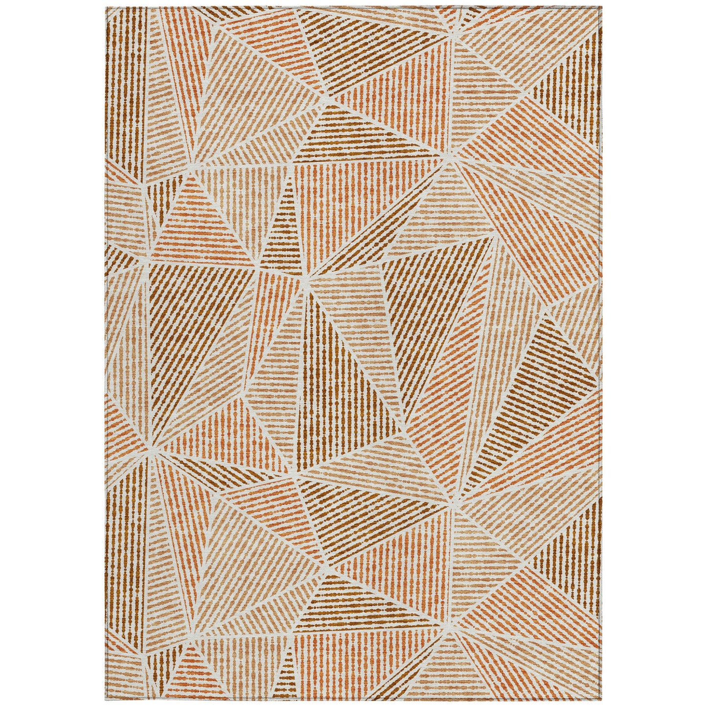 8' X 10' Terra Cotta Beige And Salmon Geometric Washable Indoor Outdoor Area Rug-6