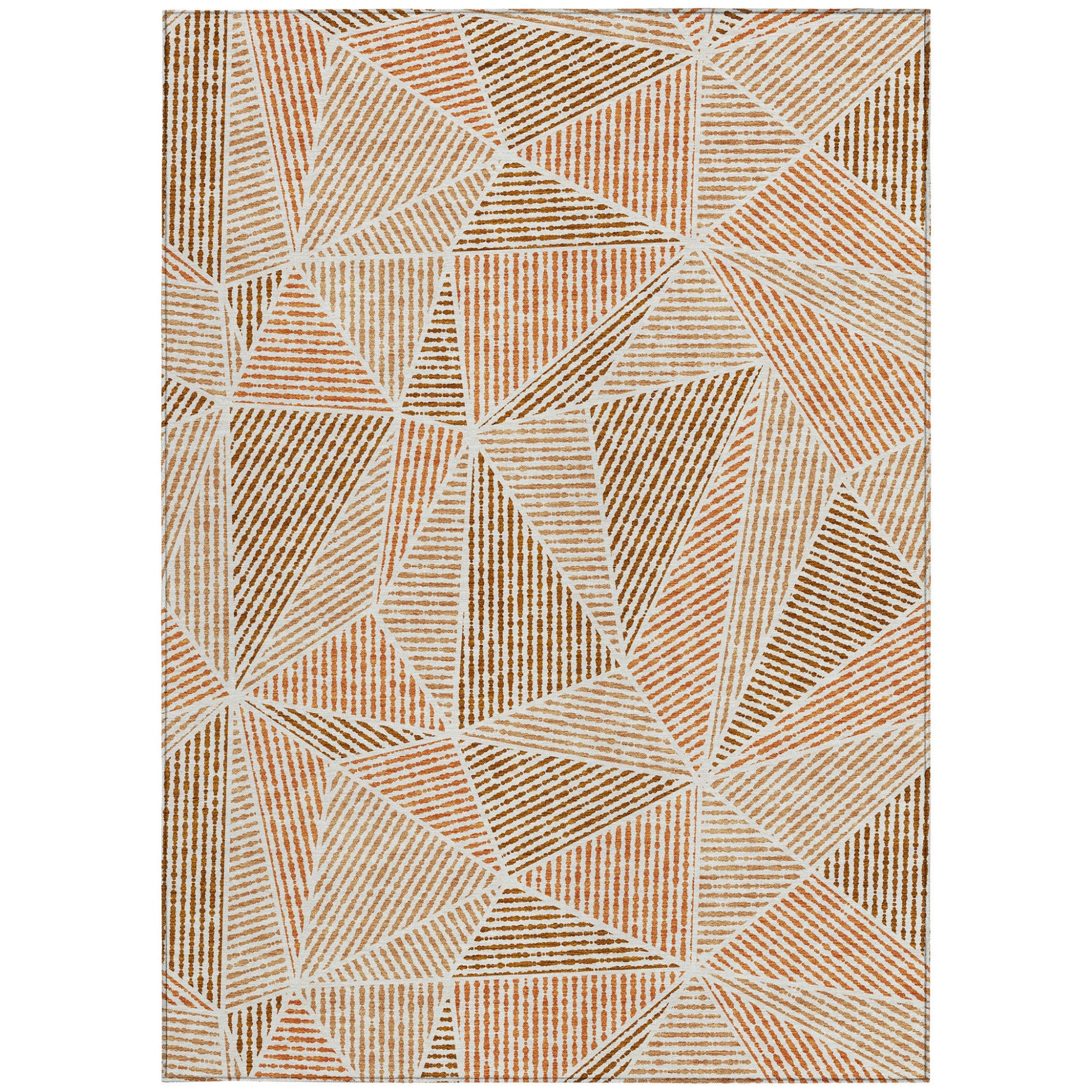 8' X 10' Terra Cotta Beige And Salmon Geometric Washable Indoor Outdoor Area Rug-6