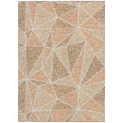 8' X 10' Terra Cotta Beige And Salmon Geometric Washable Indoor Outdoor Area Rug-6